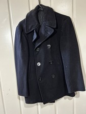 Vintage US Navy Peacoat 36R Wool Military Double Breasted Anchor Buttons picture