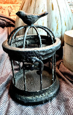 Rustic Distressed Black Metal Iron Bird Cage with hinged opening /latch birdcage picture