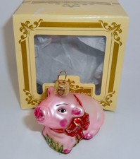 IMPULS PIGGLY PIG Blown Glass Christmas Ornament in Original Box POLAND H85 picture