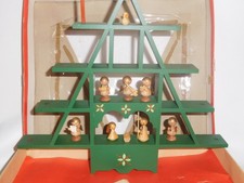 Vintage 1966 Miniature Nativity Set Christmas Tree GOULA SPAIN Complete Clean picture