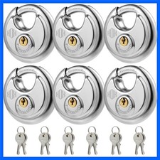 Keyed-Alike 6-Pack Disc Padlocks - Durable, Weather-Resistant Steel Security picture