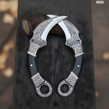 Custom Engraved Karambit Knife Set Handmade Curved Blades for Collectors picture
