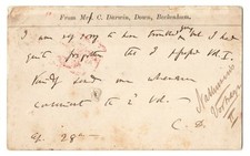 CHARLES DARWIN SIGNED HANDWRITTEN POSTCARD - STEVE GRAD LOA picture