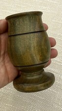Vintage Palo Santo Wood Yerba Mate Cup Guampa Hand Turned Pedestal Base picture