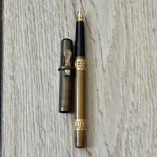 Matchless No. 1001 Ornate Gold Filled Trim Fountain Pen w/Warranted 14 Karat Nib picture