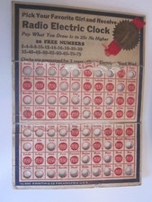 vintage Radio Electric Clock Pick Your Favorite Girl Punchboard trade stimulator picture