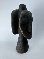 DAN African Hand-Carved 12” Wooden Janus Two-Face Sculpture Figure Unique Statue picture