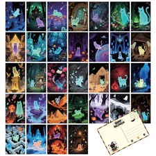 Tlenpo 32pcs Vintage Halloween Postcards Ghost 4×6 In, Cat picture