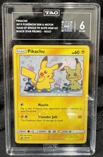 TAG 6 2019 Pokémon Sun & Moon Pikachu SM162 Black Star Promo Holo English picture
