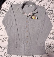 VINTAGE 1990s Warner Bros Looney Tunes Taz Bugs Tweety Embroidered Button Up  picture