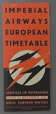 IMPERIAL AIRWAYS EUROPEAN NOVEMBER 1935 AIRLINE TIMETABLE  picture
