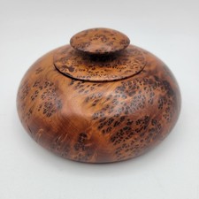 Solid Burl Wood Small Trinket Box Lidded Box Hand Turned Arts & Crafts OOAK picture