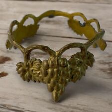 Vintage Brass Metal Grape Leaf Harvest Stand Riser 5x2” inch Gold picture