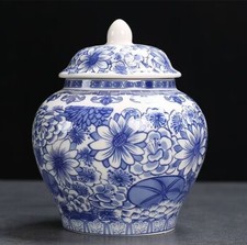 Chinese Blue and White Floral Porcelain Ceramic Vases, Tea Sugar Jar Cont... picture