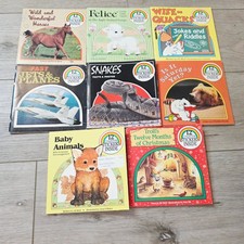 12 Mix Vtg Mini Books Animals Christmas Baby Lamb Jets Horses Snakes W/ Stickers picture