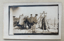 Hog Butchering RPPC Farm Men Pig Carcasses Butcher Day Antique Postcard AZO picture