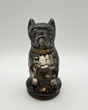 1930s BULLDOG Dog Figural Victory Glass Candy Container 4.25” Vintage picture