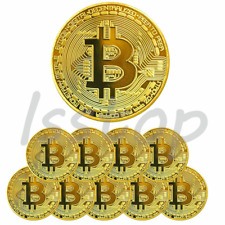 10Pcs Physical Bitcoin Coins Commemorative Gold Plated Bit Coin Collectible US picture