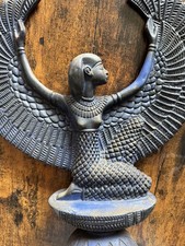 VTG EGYPTIAN ANTIQUES ISIS WINGED STATUE GODDESS EGYPT CARVED STONE picture