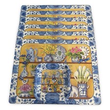 Vintage Pimpernel Delft Blue White Shelf 6 Placemats 1 Small Tray Set picture
