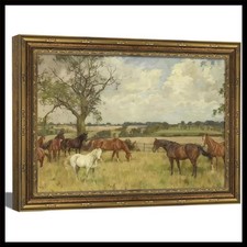 Charming Vintage Horse Wall Art | Framed 9x11 Artwork for Farmhouse Style picture