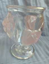 Teleflora Clear Heavy Glass Vase With Raised Frosted Pink Roses - made in France picture