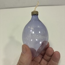Vintage WWII Unsilvered Glass Christmas Ornament Paper Cap Rare Purple Teardrop picture
