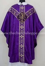 Chasuble purple gothic vestment and mass & stole set,casula,casel,casulla picture
