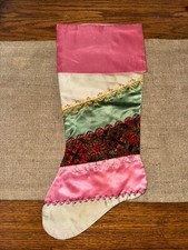 VTG Victorian Quilted Christmas Stocking  picture