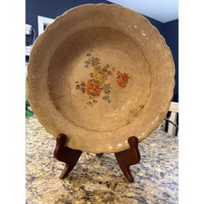 Antique Clinchfield China SPI Scalloped Floral Bowl Crazed Glaze 9.25 Inch 2-28 picture