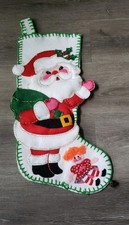 VTG Bucilla 1868? Completed Felt Christmas Stocking Holiday Santa STAINS NO TOYS picture