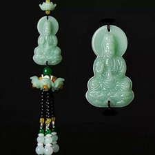 Guanyin Buddha Kwan yin Car Charm, Jade Rearview Mirror Hanging Ornament picture