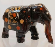 Vintage Wooden Carved Elephant India Asian African Tribal Folk Art Ex. Cond picture