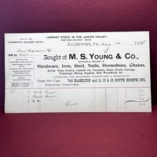 Antique billhead receipt Allentown Penn 12 Aug 1895 hardware MS Young  SL2 picture
