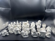 VTG Christmas Ceramic Bisque Animal Santa Figurines Lot Of 22 READY TO PAINT picture