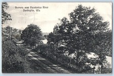 Darlington Wisconsin WI Postcard Scenery Pecatonica River Exterior c1909 Vintage picture