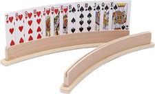 Wood Curved Playing Card Holder Racks Tray Set of 4 for Kids Seniors Adults -... picture