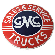 Vintage General Motors Porcelain Sign - GMC Automobiles Trucks Sales Service picture