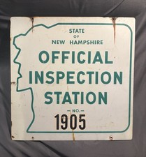VTG Old Man on Mountain New Hampshire NH Steel Two Sided Inspection Station Sign picture