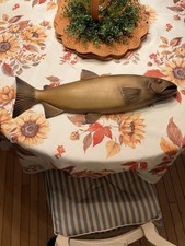 Hand Carved Wooden folk Art Salmon picture