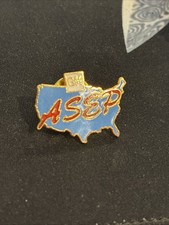 GM ASEP America Vintage gold Tone Enamel Lapel Pin Tie Tack Hat Vest picture