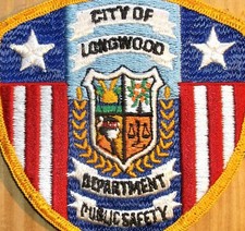 GEMSCO NOS Vintage Patch POLICE DEPT PUBLIC SAFETY LONGWOOD FL - Original 1976 picture