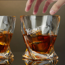 Custom Engraved Yellowstone Whiskey Glass – 10 oz Twisted Rocks Glass picture