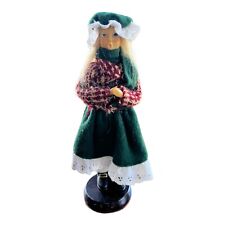 Caroler Christmas Plaid Village Scene Girl Holiday Red Green Figurine picture