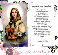 Saint Dymphna with Prayer to St. Dymphna - Paperstock Holy Card picture