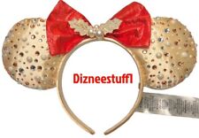 Disney Parks 2022 Christmas Baublebar  Minnie Gold Red Holly Headband Ears - NEW picture