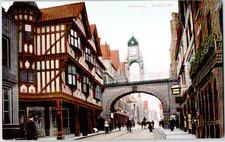 UK England Cheshire Chester Eastgate Clock Historic Arch View 1910 Postcard picture