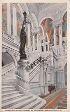 VINTAGE POSTCARD Washington D.C. - Library of Congress - Grand Staircase 1918 DB picture