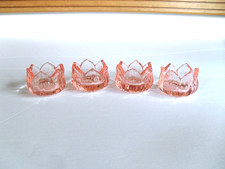 Vintage Pink Depression Glass 4 Tulip Lotus Flower Open Salt Dip Cellars picture