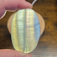 Polished Blue Fluorite Crystal Stone Oval Palm Stone, 111g, 2.5 Inches, L#FL2 picture